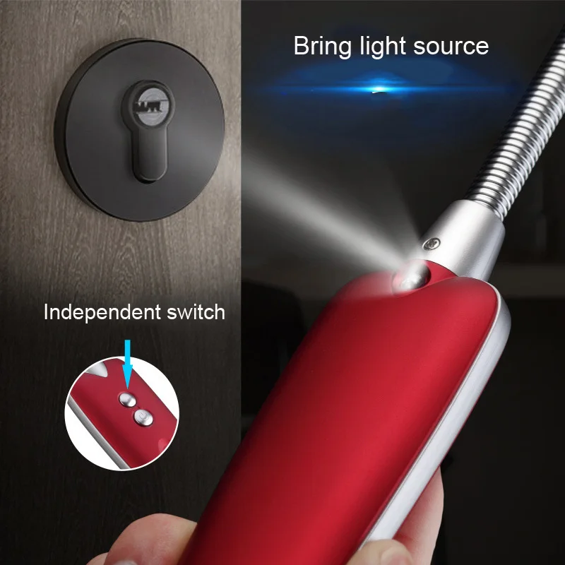 360 Rotation USB Rechargeable Cigarette Lighters Long Windproof Plasma Arc Electronic Lighters with LED Light Man Gifts