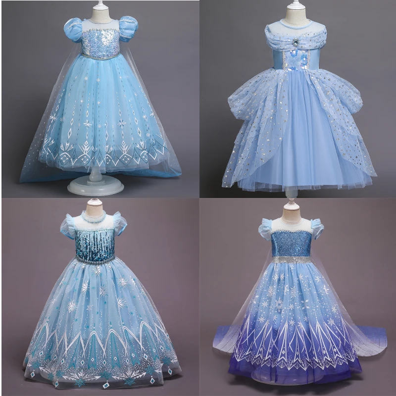 Princess Dress for Girls Halloween Cosplay Costume Sequins Children's Dresses Fancy XMAS Kids Birthday Party Vestidos | Детская