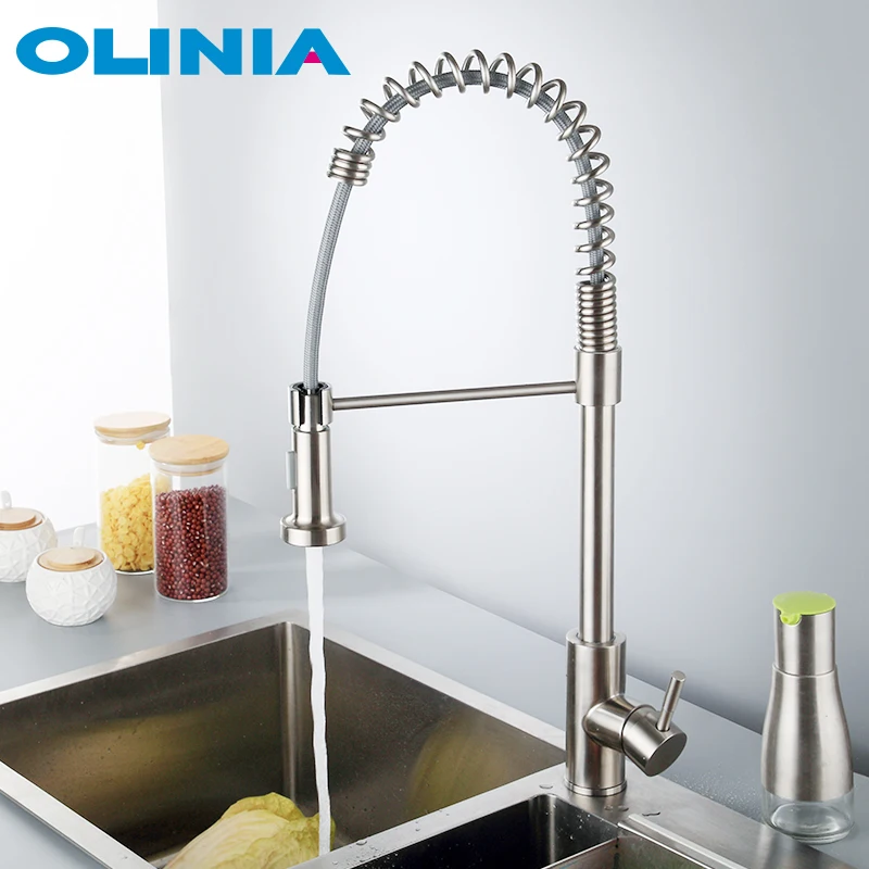 Olinia Нержавеющая сталь выдвижной кухонный поворотный кран смеситель для кухни