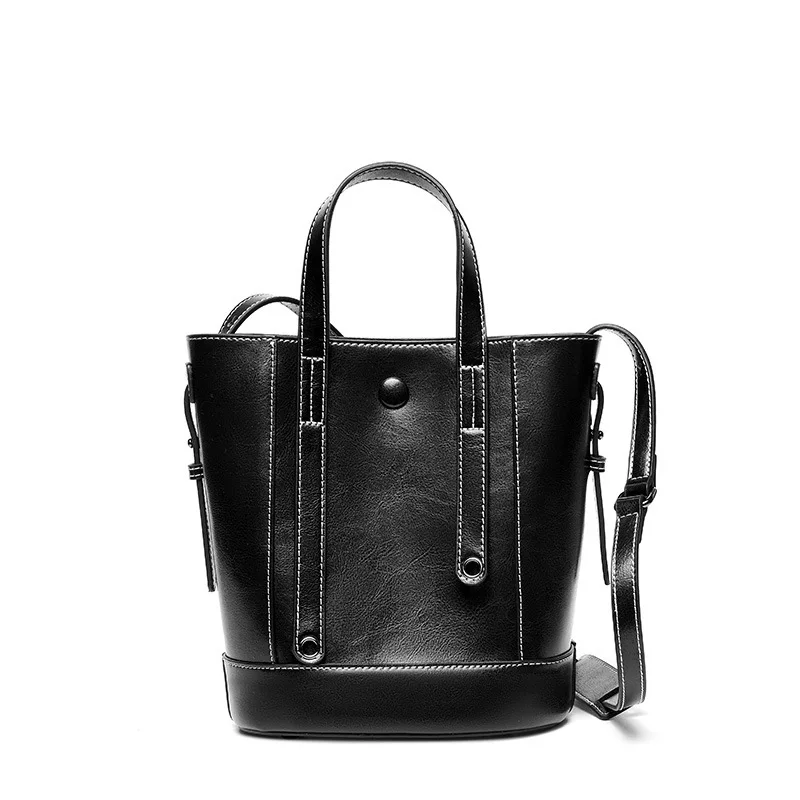 Новая женская сумка, кожаная сумка, сумка через плечо, цветная сумка-мешок, модная новая кожаная сумка для овощей - Цвет: Черный
