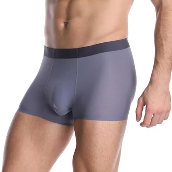 

High Quality Seamless Men's Underwear Ice Silk Boxer Shorts Breathable Comfy Sexy Bikini Male Panties Underpants