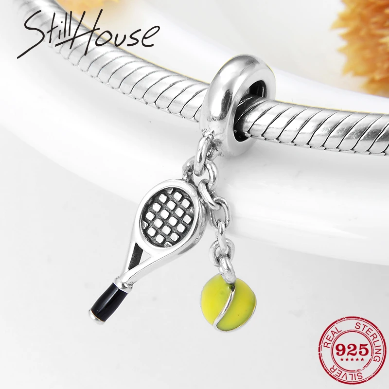 

New 925 Sterling Silver Love motion tennis rackets balls Charm Pendant Bead Fit Original Pandora Charm Bracelet Jewelry making