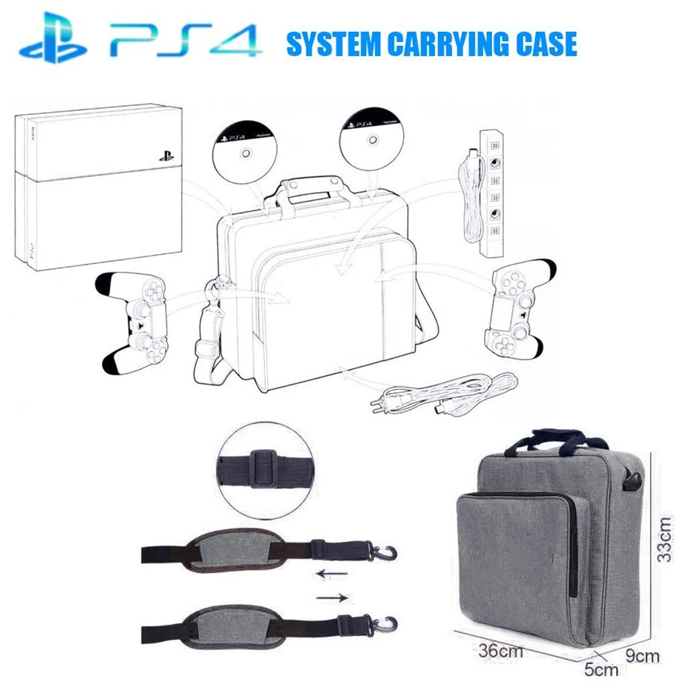 Сумка Slim Game System для PS4/PS4 Pro портфель из холщовой ткани с плечевым ремнем хранения и
