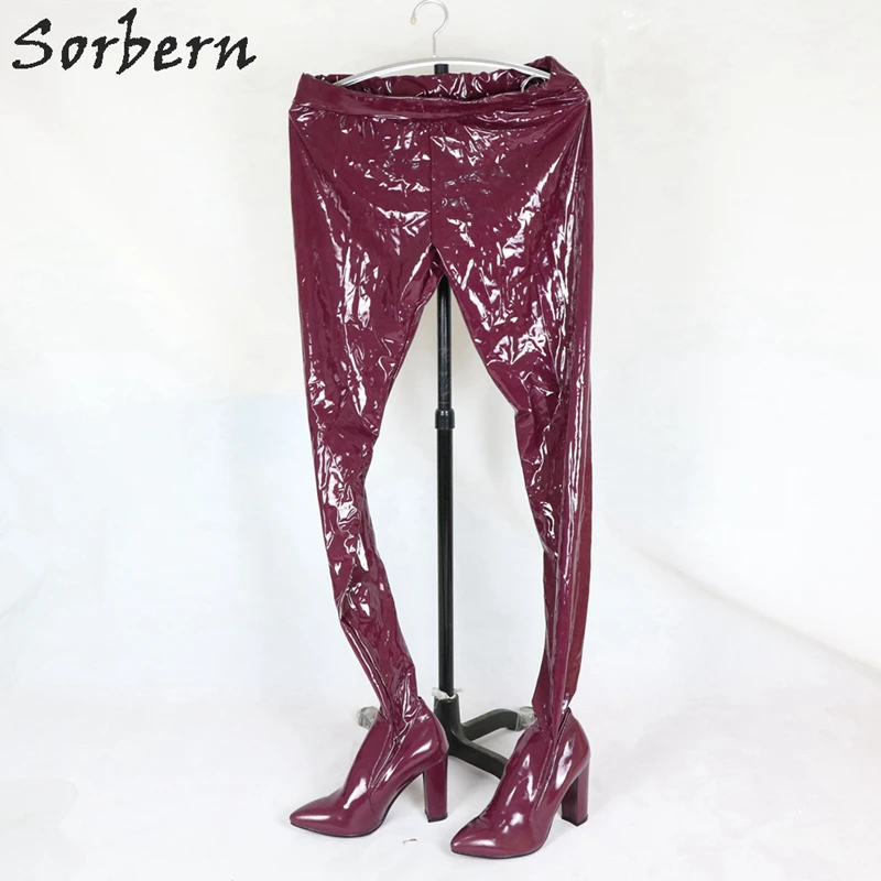 Sorbern/черные растягивающиеся штаны; высокие сапоги до бедра; женские пикантные сапоги с острым носком и эластичным каблуком; женские сапоги на высоком каблуке