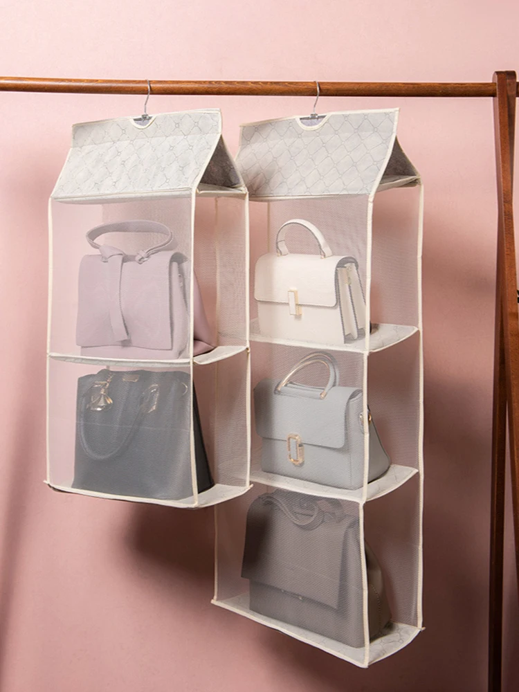 

Dust-proof Foldable 2/3/4 Pockets Hanging Handbag wardrobe Storage closet bag organizer for things Container for the home