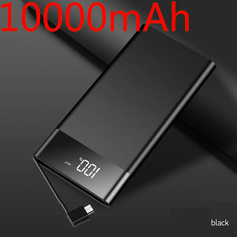 Ультратонкий внешний аккумулятор автономная линия банк питания быстрая зарядка Внешняя батарея светодиодный ЖК-дисплей Быстрая зарядка 3,0 Для xiaomi iphone XR