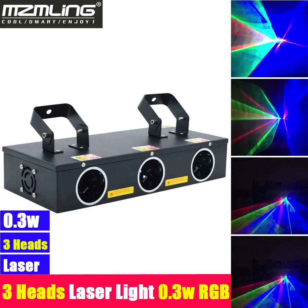 Hot 3 Heads Laser Light 0.3w RGB R 100mw G 45mw B 120mw DMX512 DJ /Bar /Party /Show /Stage LED Stage Machine | Лампы и освещение