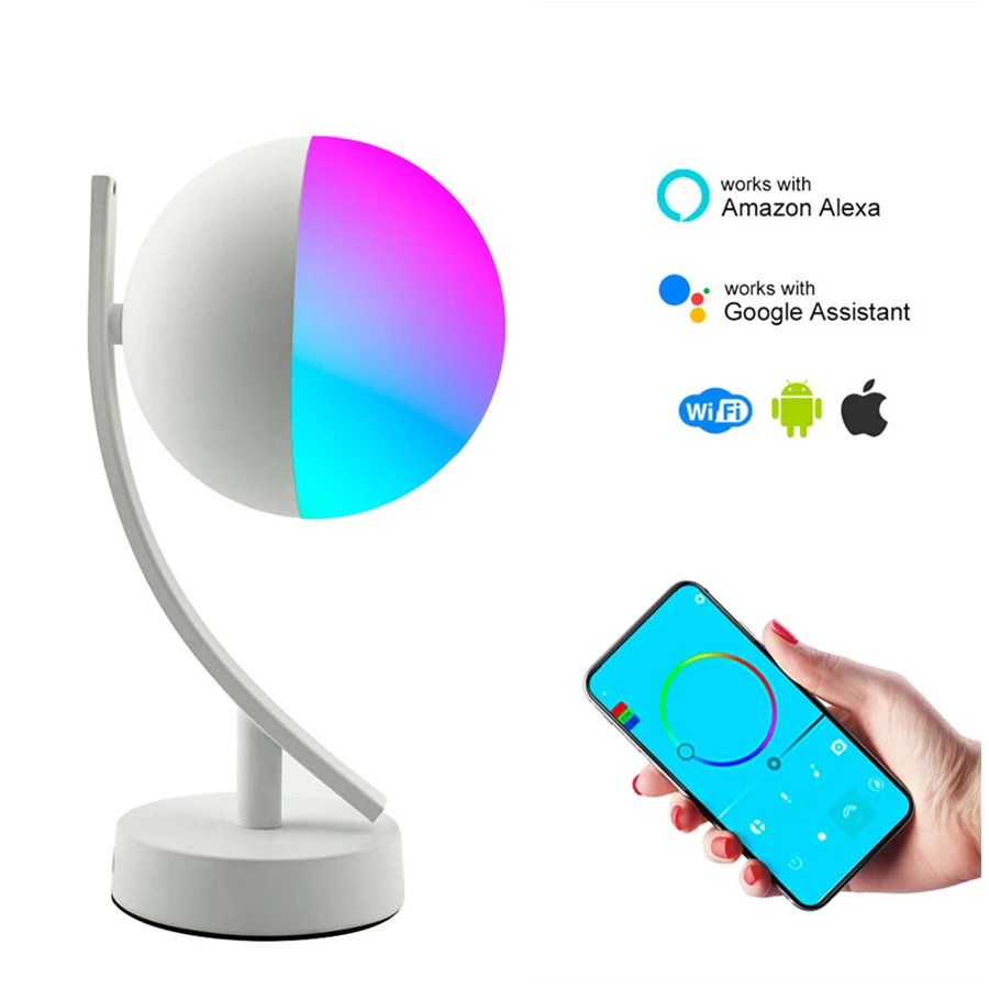  7W Led Smart Voice Control Night Light RGB Wifi APP Remote Dimmable Table Light For Google Home Ama