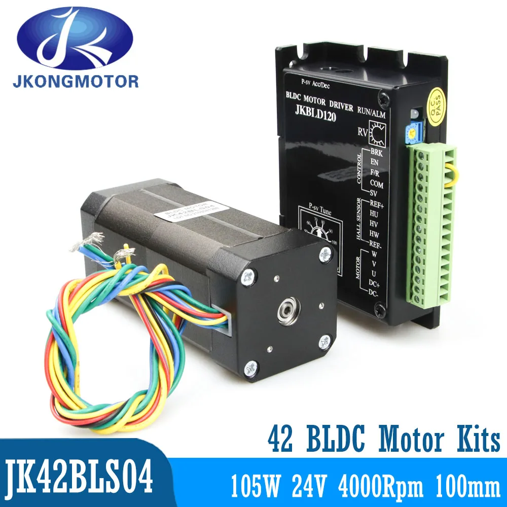 Jkongmotor-bldc Salão Motor com Motorista Motor Quadrado sem Escova 20a 24v 105w 4000rpm 025n. m 42 mm 42bls04