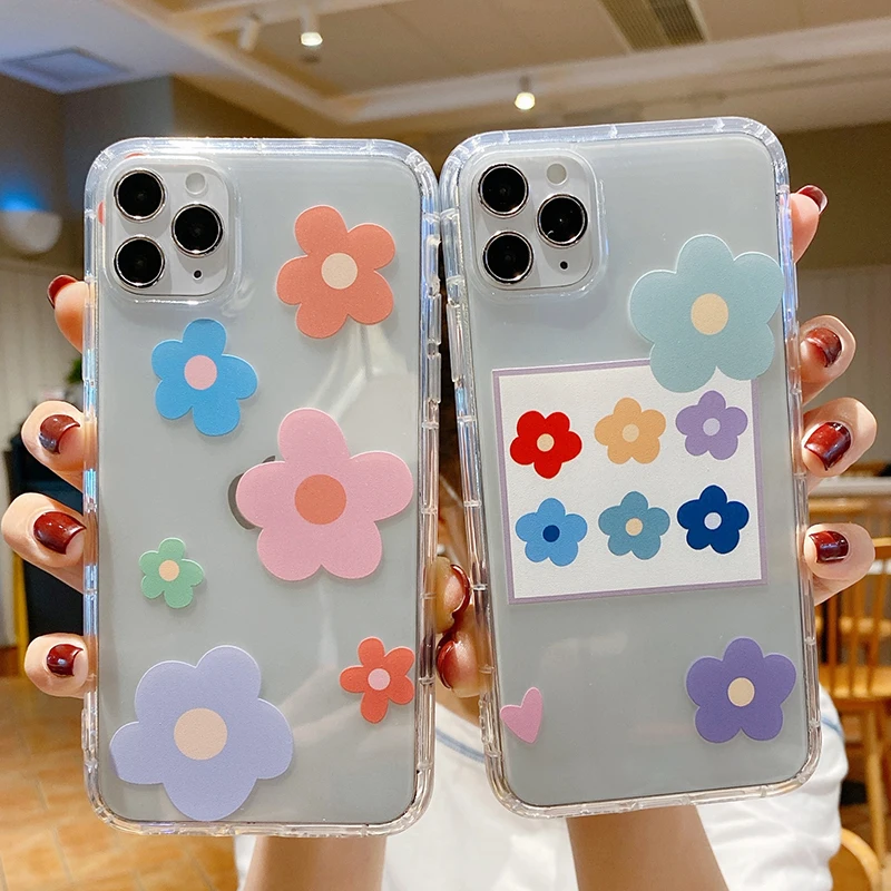 Блестящий лазерный чехол с цветочным рисунком для iPhone 11 прозрачный Мягкий тонкий