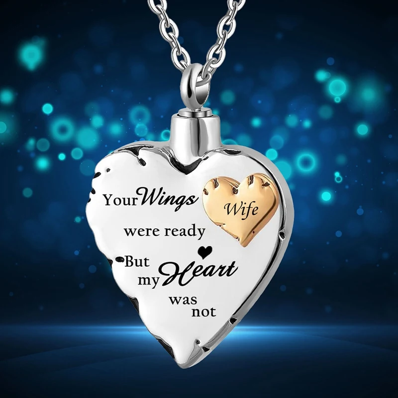 Yinplsmemory Teardrop Heart Urn Necklace - Stainless Steel Cremation Ashes Jewelry Keepsake For Loved Ones