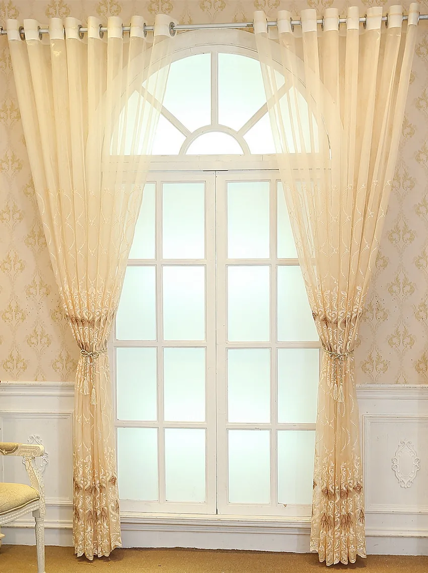 Tiyana роскошные шторы для спальни бежевый Дешевые Вышитые Тюль Кортина для гостиной кухни двери окна шторы M72X