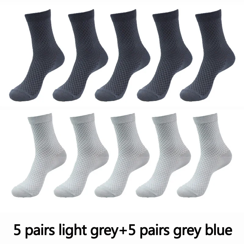 5 grey 5 grey blue 10 пар, высокое качество, бамбуковое волокно, мужские носки, Бизнес Стиль, дышащие, дезодорант, компрессионные носки, мужские, длинные, большие размеры, евро 38-46 - Цвет: 5 grey 5 grey blue