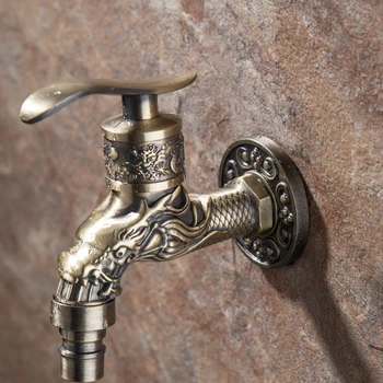 

Wall Mounted Outdoor Tap Water Faucet Antique Bronze Bibcock Home Use Single Hole Small Accessories Garden Zinc Alloy Practical
