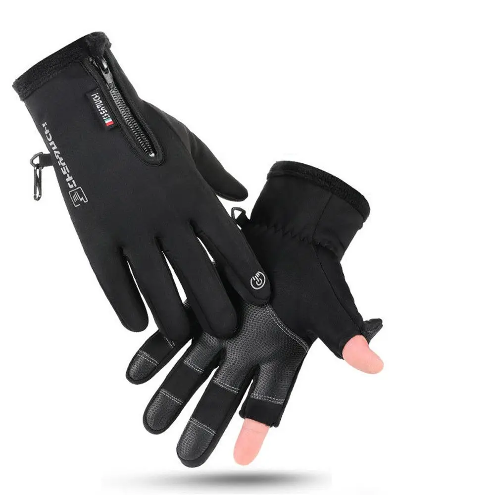 mens dress gloves Winter Ridding gloves Fishing Gloves 2 Finger Flip Waterproof Windproof Photograph Women Men Gloves Velvet Warm Protection Glove mens snowboard gloves