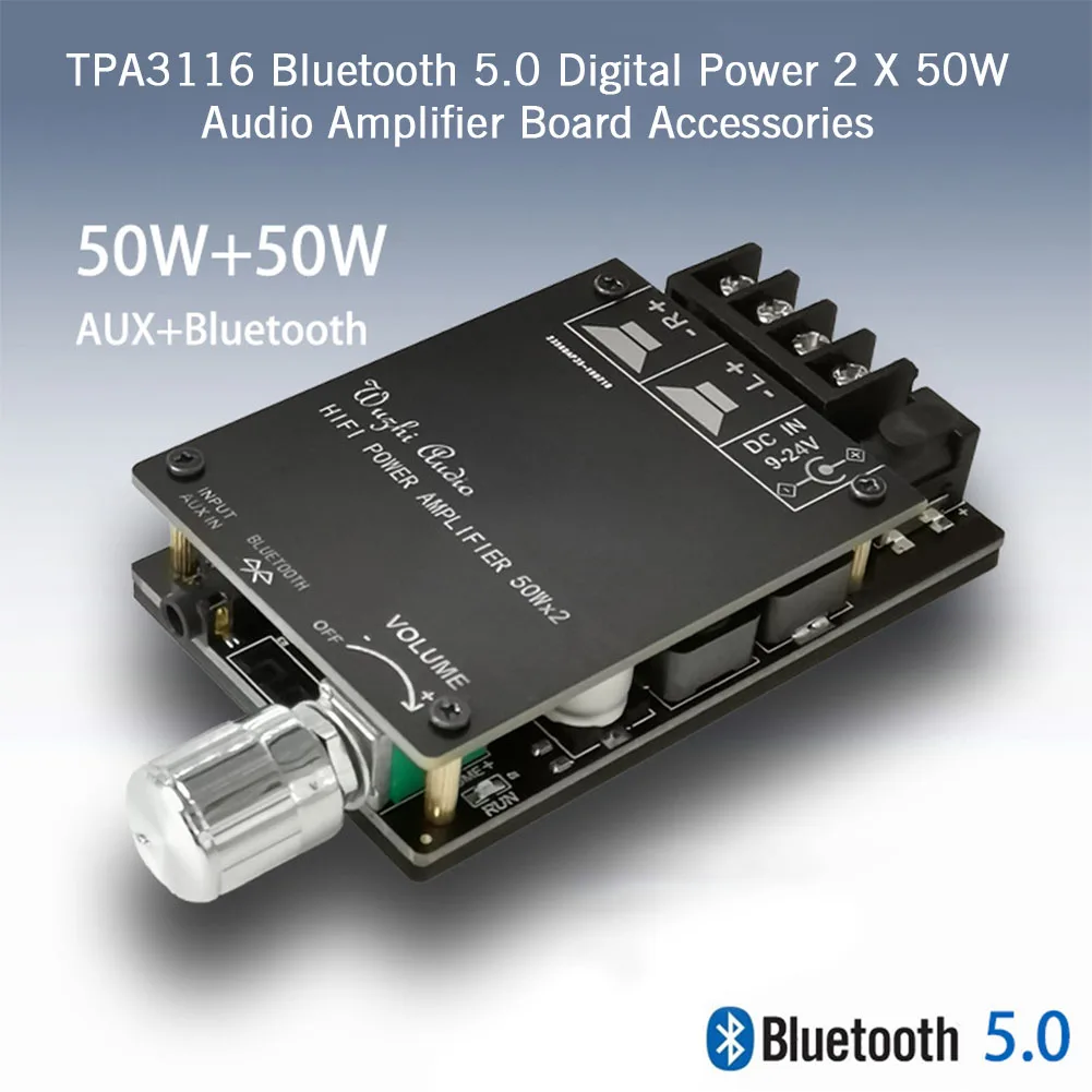 

TPA3116 HIFI Bluetooth 5.0 Durable Sound Stereo 2 X 50W Accessories Digital Power Home Audio Amplifier Board Protective Speaker