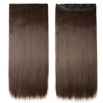 S-noilite long Clip in One Piece Hair Extensions black brown blonde 5 Clips in Hair Extension Synthetic Natural hair Hairpiece 2