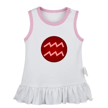 

12 Constellation For Aquarius Symbol January 20 to February 18 Newborn Baby Girls Dresses Toddler Sleeveless Dress Infant Cotton