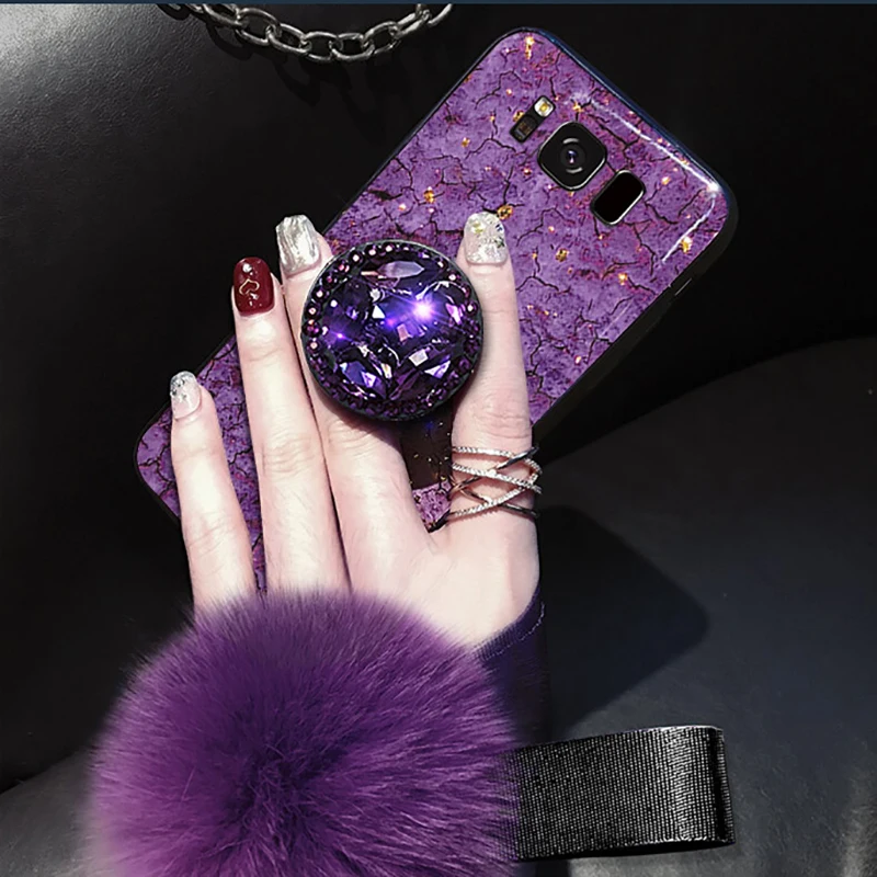 Epoxy Gold Foil Gem Case For Samsung Galaxy A9 A8 A6 A5 A7 2018 A10 A20 A30 A50 A70 A80 M10 Note 10 Pro With Ring Holder Cover |