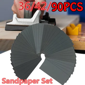 

90pcs Wet Dry Sandpaper, High Grit 1000/2000/2500/3000/5000 Sandpaper Sheets Assortment For Wood Metal Polishing Automotive