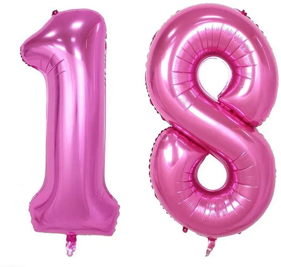 2 шт 32/40 дюймов с днем рождения 18 фольгированные шары розовые синие золотые цифры 18-летние вечерние украшения мужские аксессуары для девушки - Цвет: pink