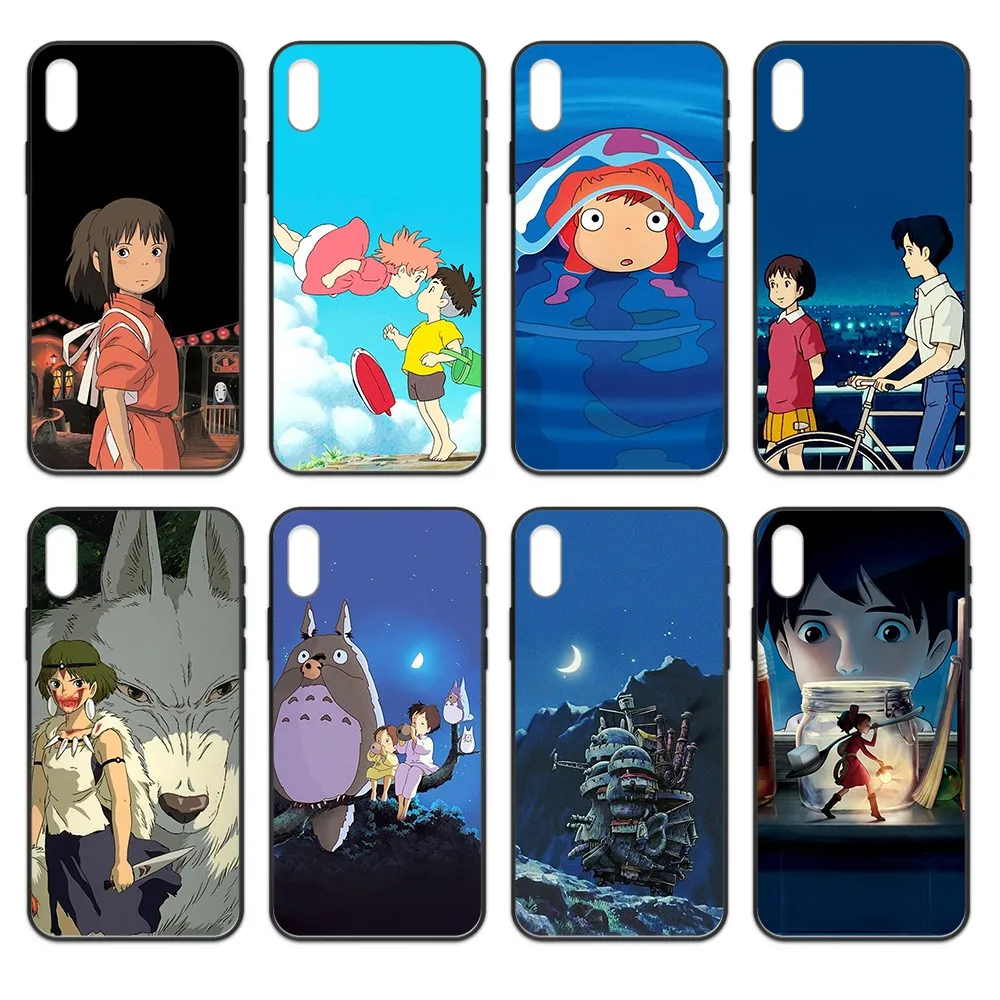 Miyazaki Hayao Япония мультфильм аниме черный чехол для телефона Корпус iphone 4 4s 5 5S SE 5C 6 6S