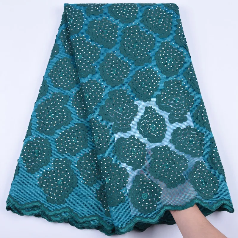 

Green African Dry Lace Fabric High Quality Embroidered 3d French Lace Fabric For Nigerian Party Dress Lace 5 Yards Material 1699