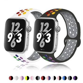 

Rainbow Color Soft Silicone Band For Apple Watch Series 6 SE 5 4 3 2 1 42MM 38MM Rubber Strap For iWatch 2/3/4/5/6/SE 40MMM 44MM