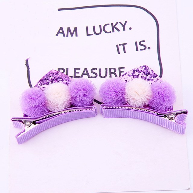 Cute Hair Clips for Girls Glitter Rainbow Felt Fabric Flowers Hairpins Cat Ears Bunny Barrettes Kids Hair Accessories