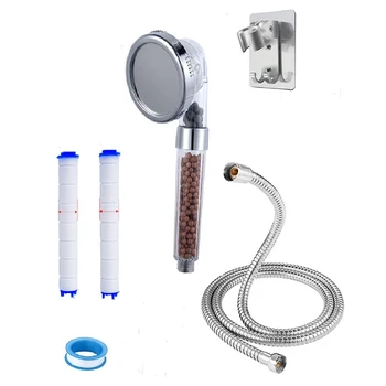 

Promotion! Ionic Filter Shower Head with 4 Feet Hose High Pressure Water Saving 3 Modes Negative Ion Handheld Energy Ball Shower