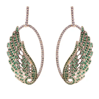 

XIUMEIYIZU Luxury Lady's Cubic Zircon Angel Wing Ear Drop Earrings Full Pave AAA CZ Stone Shinning High Quality Brass Plating