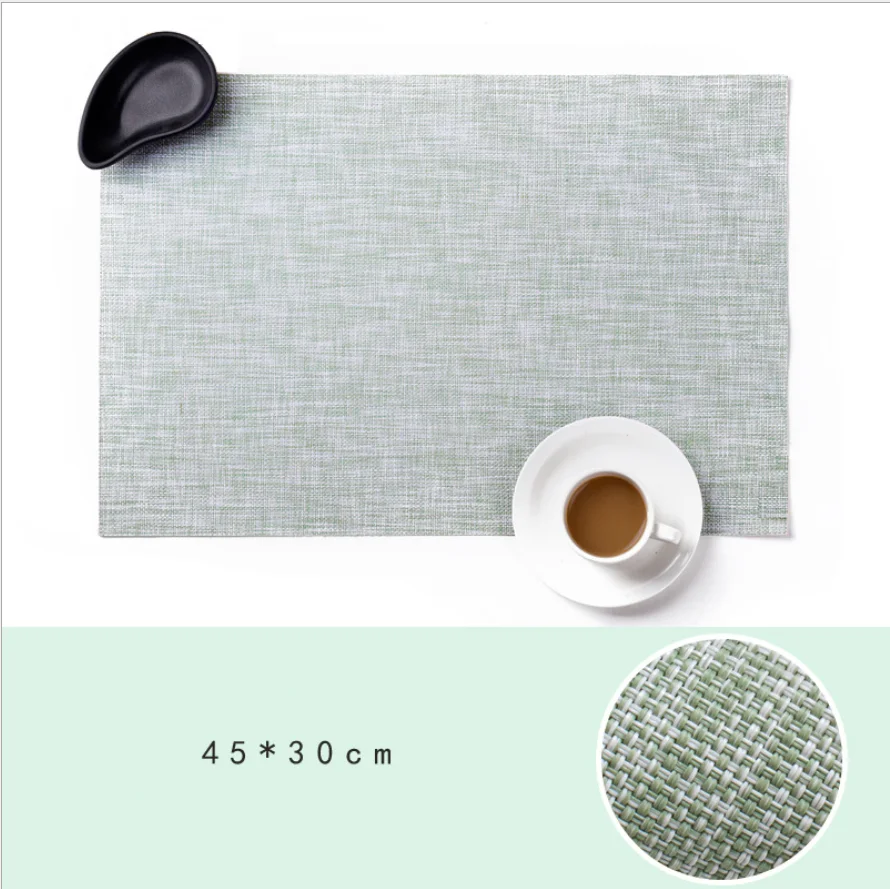 2 pcs Of Nordic Meal Mat Non-slip Coasters Insulation Solid Placemats Linen Non-Slip Home Decoration kitchen Tools - Цвет: Светло-зеленый