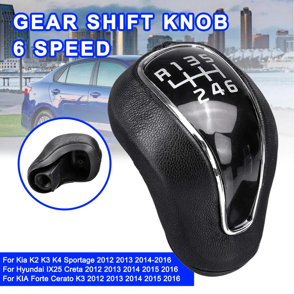 5/6 Speed Leather Gear Shift Knob Lever Stick For Kia Forte Cerato K3 ...
