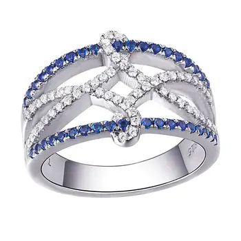 

Fashion Blue White Blue Crystal Engagement Ring Elegant Temperament Female Romantic Valentines Day Gift