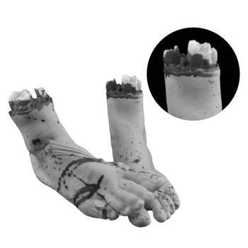 

1 Pair Scary Broken Feet Halloween Photography Prop Fake Human Severed Feet Horrible Broken Body Parts for Halloween Parties and