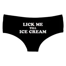 Lick Me мороженое черные сексуальные английские миры печати горячее женское белье стринги трусы нижнее белье для женщин милые трусики для