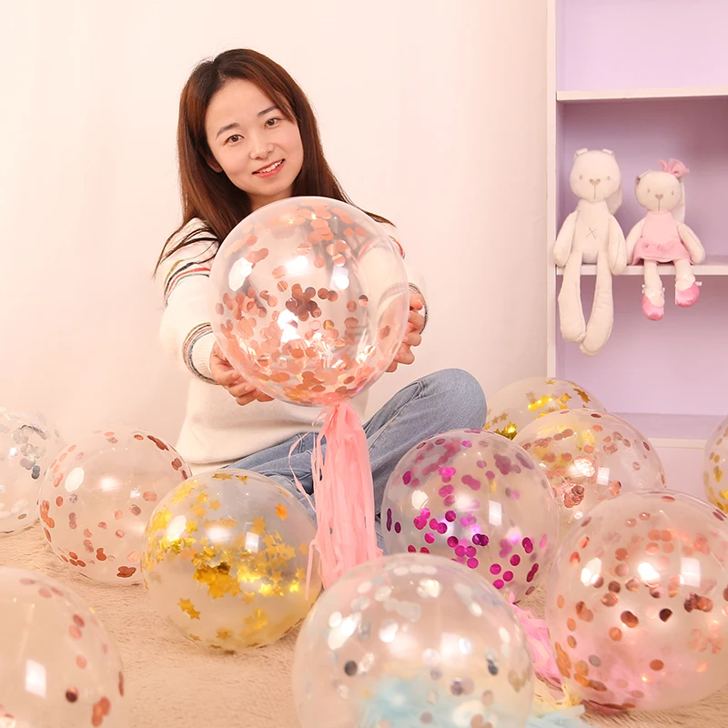 10 пьезы nuevo globo de lаtex confeti Rosa oro transparente lentejuelas para fiesta de cumpleagnos boda suministros juguetes par