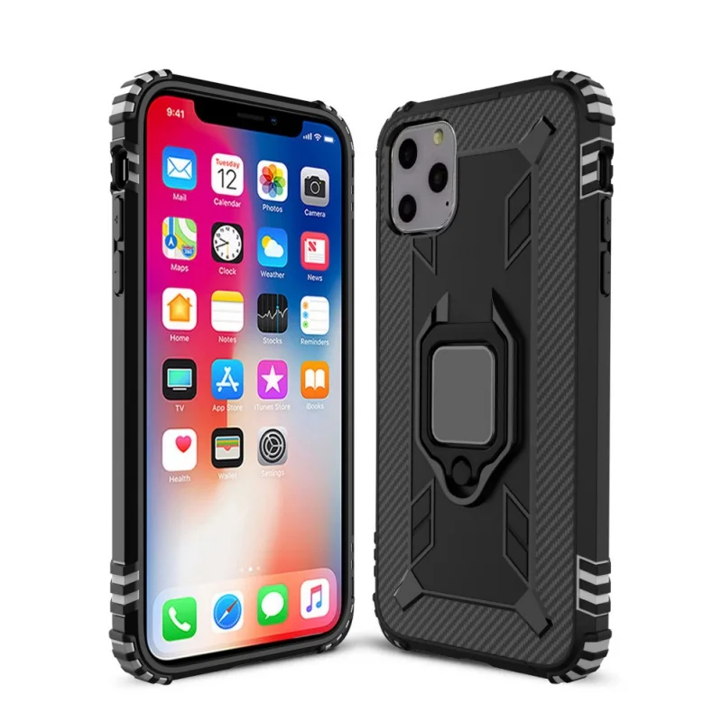 Cellphone Back Cover For IPhone 11 Pro Max Mobile Phone Cases Phone Case With Finger Ring Soft Anti-knock Carbon Fiber Protector Cellphone Back Cover For IPhone 11 Pro Max Mobile Phone Cases Phone Case With Finger Ring Soft Anti-knock Carbon Fiber Protector