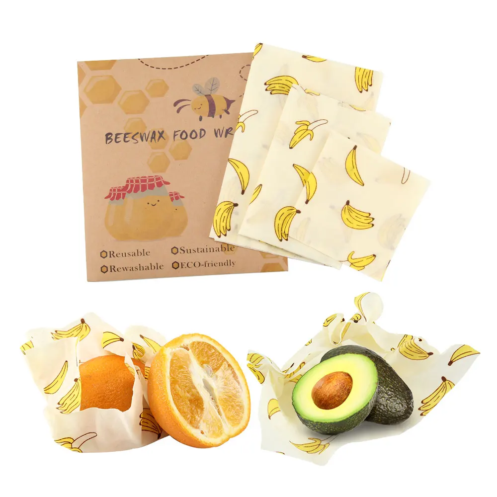 

3Pcs/set Zero Waste Reusable Food Beeswax Cloth Wrap Food Fresh Bag Sandwich Bag Silicone Wrap Seal Food Storage Kitchen Gadgets