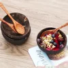 12-15cm Natural Coconut Bowl Spoon Tablewar Set For Kitchen Item Utensils Wooden Good Product Design Dining Salad Home Dinnerwar 4