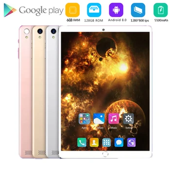 

128GB Android 8.0 Tablet Octa Core 4G Multi-touch scree IPS 5MP SIM Card ips tablet 10 Inch Android tablet pc car holder MTK6753