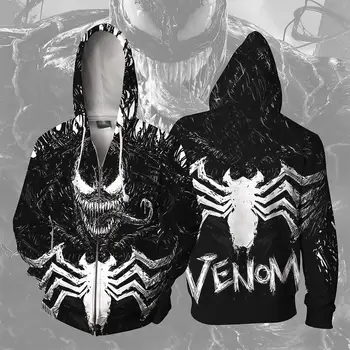 

Movie Venom 3D Print Hoodie Spiders Anime Cosplay Hoodies Men Woman Fashion Zipper Cardigan Hooded Jacket Streetwear Sweatshirt