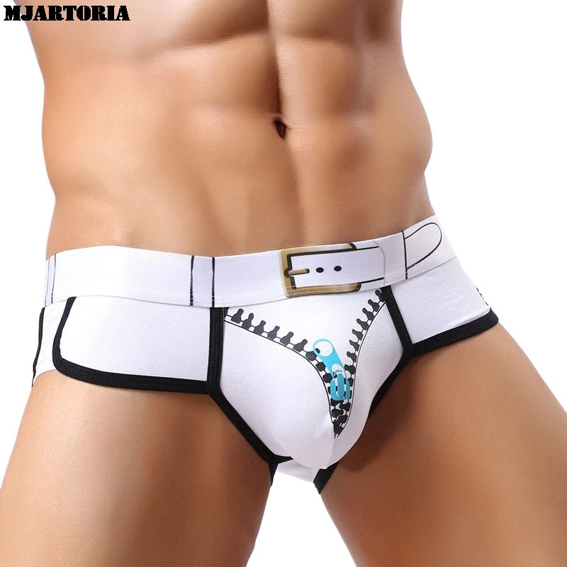 

MJARTORIA Boxer Mens Underwear Men Cotton Underpants Male Solid Underwear Breathable Transparent Pouch Zipper Underpants New