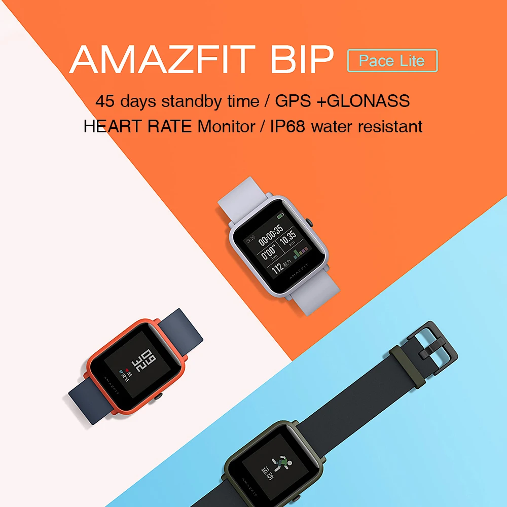 Huami Amazfit Bip Smart Watch GPS Smartwatch Android iOS Heart Rate Monitor 45 Days Battery Life IP68 Always-on Display