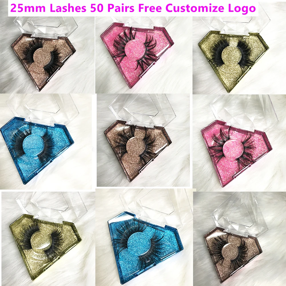 

Wholesale Free DHL Free Custom Logo 50 Pairs 25mm Eyelashes 3D Mink Lashes Handmade Dramatic Lashes cruelty free
