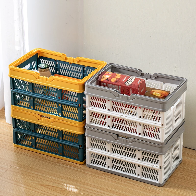 Plastic storage basket portable folding shopping | Дом и сад