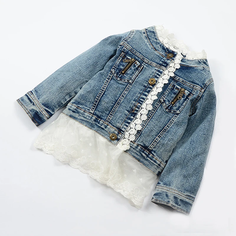 Achat Boutique Denim veste pour filles enfants tenues mode filles dentelle Denim veste avec dentelle enfants vêtements survêtement et manteau