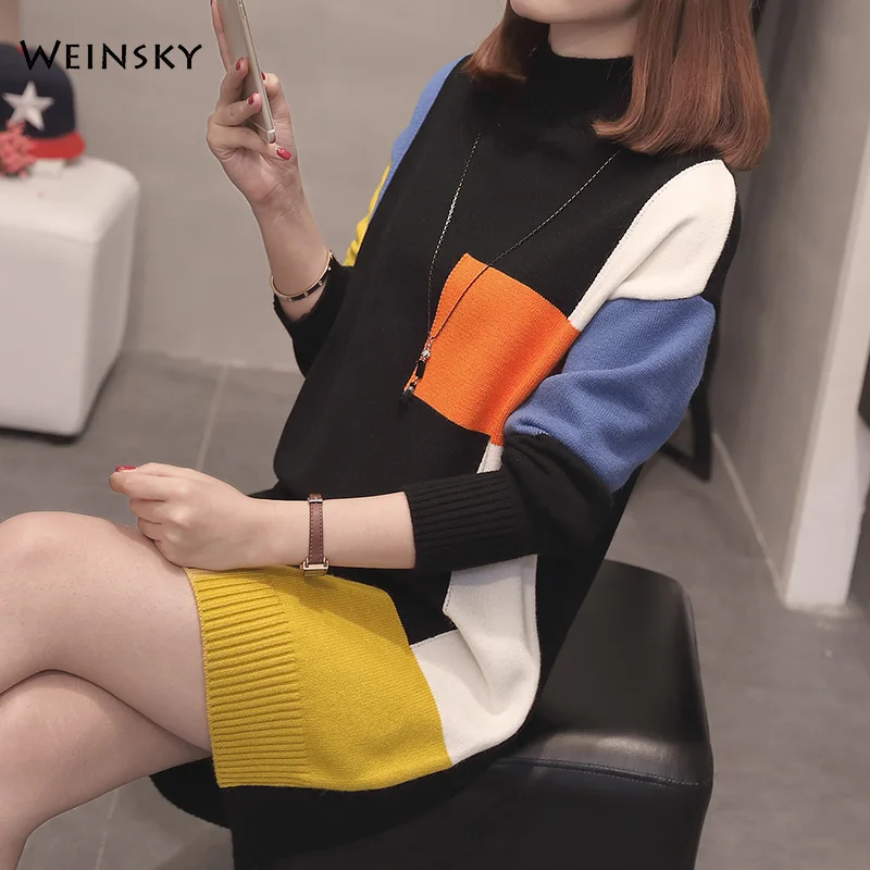 

Women Turtleneck Long Knitted Sweater And Pullovers Korean Fashion Casual Style Female Sweaters 2021 Autumn And Winter New Tops