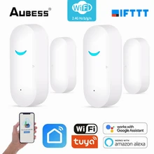 

Aubess Tuya WiFi Smart Magnetic Sensor Wireless Connection Alarm Smart Mini Door Window Sensor Works With Alexa Google Assistant