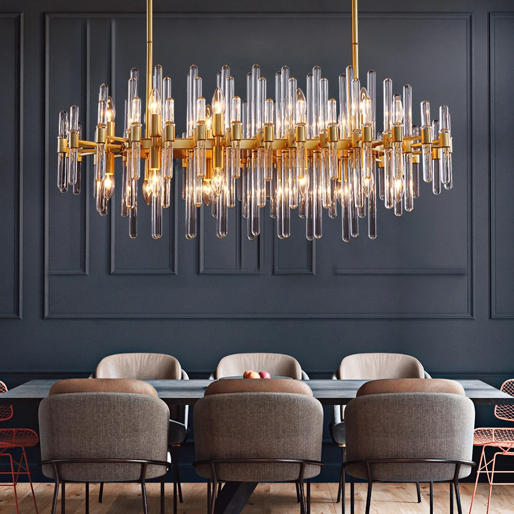 New modern rectangular luxury crystal chandelier lighting dining room chandelier bedroom chandeliers home indoor lights fixture